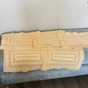 Set of 5 Vintage Handmade Crochet Table Place Mats Placemats
